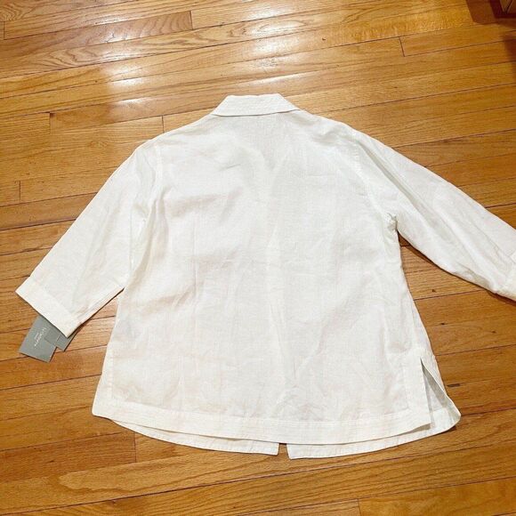 Liz Claiborne Womens Classic Linen Blouse Plus Size 1X Button Up NEW WITH TAGS - Picture 6 of 7